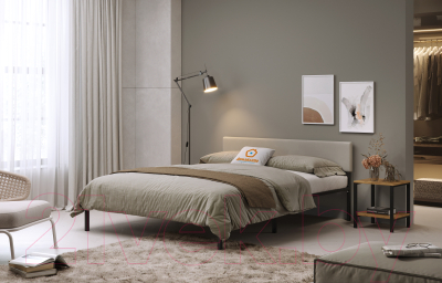 Двуспальная кровать Домаклево Лофт с мягкой спинкой 160x200