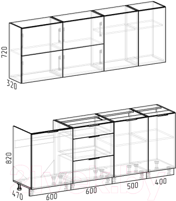 Готовая кухня Интермебель Микс Топ-36 2.1м без столешницы