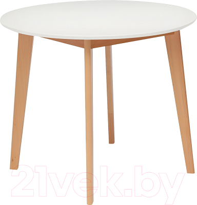 Обеденный стол Tetchair Bosco D90 (белый/натуральный бук) - фото