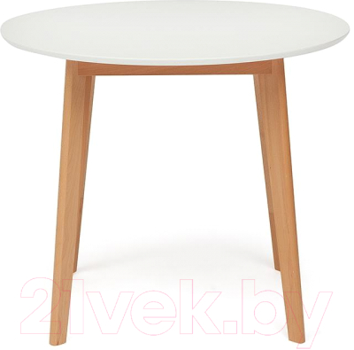 Обеденный стол Tetchair Bosco D90 (белый/натуральный бук)
