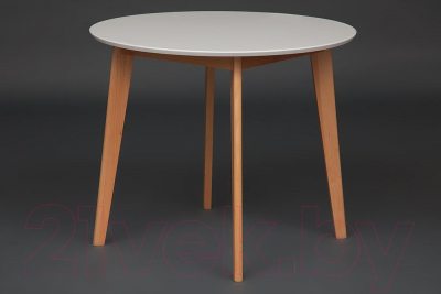 Обеденный стол Tetchair Bosco D90 (белый/натуральный бук)