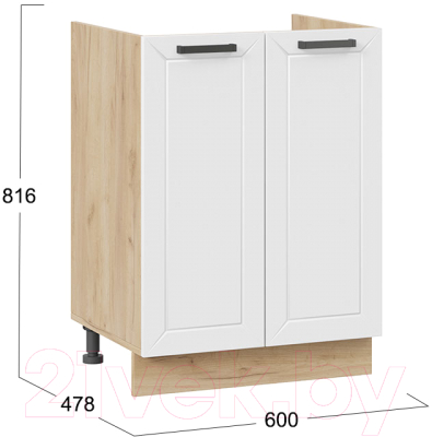Шкаф под мойку ТриЯ Лорас 1Н6М (дуб крафт золотой/холст белый)