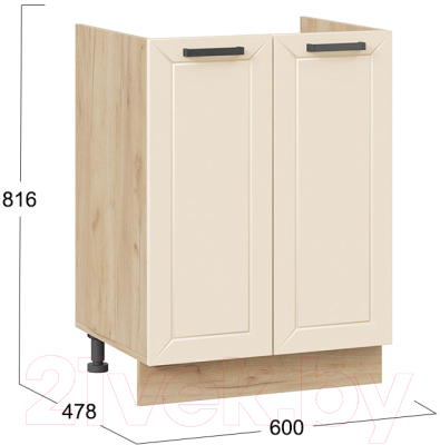 Шкаф под мойку ТриЯ Лорас 1Н6М (дуб крафт золотой/холст брюле)