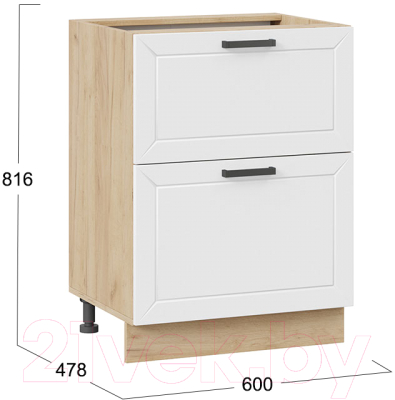 Шкаф-стол кухонный ТриЯ Лорас 1Н6Я2 (дуб крафт золотой/холст белый)