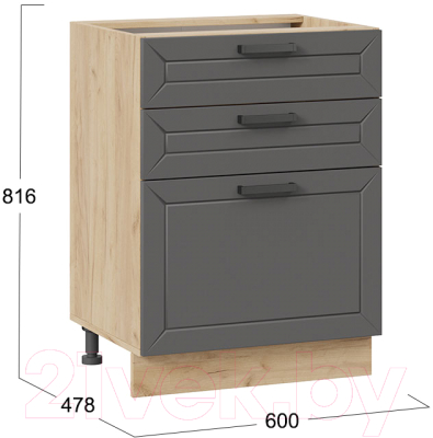 Шкаф-стол кухонный ТриЯ Лорас 1Н6Я3 (дуб крафт золотой/холст вулкан)