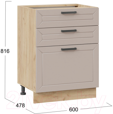 Шкаф-стол кухонный ТриЯ Лорас 1Н6Я3 (дуб крафт золотой/холст латте)