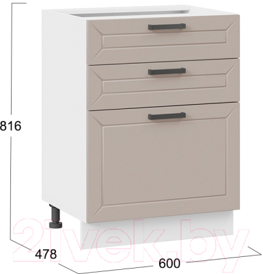 Шкаф-стол кухонный ТриЯ Лорас 1Н6Я3 (белый/холст латте)