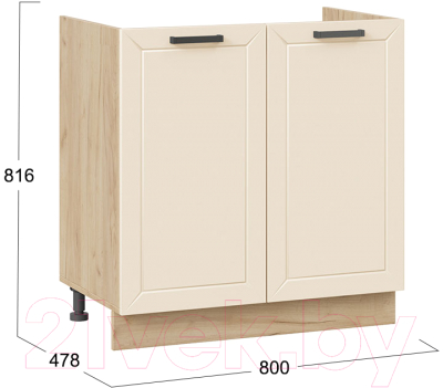 Шкаф под мойку ТриЯ Лорас 1Н8М (дуб крафт золотой/холст брюле)