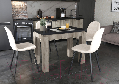 Обеденный стол Стендмебель Эдинбург (черный/дуб крафт серый)