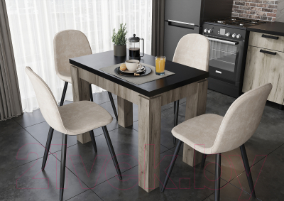 Обеденный стол Стендмебель Эдинбург (черный/дуб крафт серый)