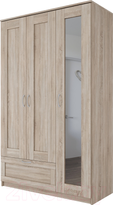 Шкаф Mio Tesoro Сириус 3-х створчатый 1 ящик 2.02.01.030.3 (сонома) - фото