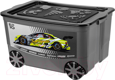 Ящик для хранения El Casa KidsBox Спорткар / 640334 (серый с черной крышкой)