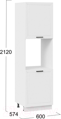 Шкаф-пенал кухонный ТриЯ Лорас 1П6 (белый/холст белый) - фото