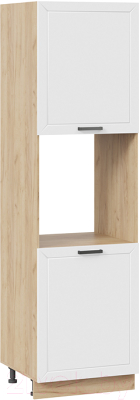 Шкаф-пенал кухонный ТриЯ Лорас 1П6 (дуб крафт золотой/холст белый) - фото