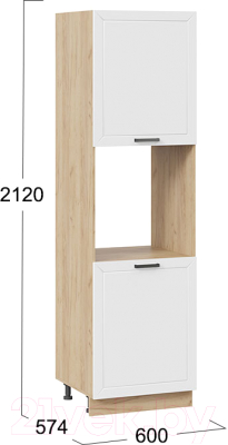 Шкаф-пенал кухонный ТриЯ Лорас 1П6 (дуб крафт золотой/холст белый)