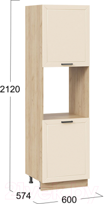 Шкаф-пенал кухонный ТриЯ Лорас 1П6 (дуб крафт золотой/холст брюле)