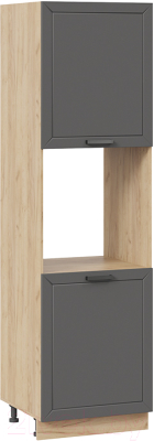 Шкаф-пенал кухонный ТриЯ Лорас 1П6 (дуб крафт золотой/холст вулкан) - фото