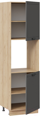 Шкаф-пенал кухонный ТриЯ Лорас 1П6 (дуб крафт золотой/холст вулкан)