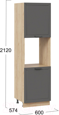 Шкаф-пенал кухонный ТриЯ Лорас 1П6 (дуб крафт золотой/холст вулкан)