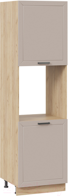 Шкаф-пенал кухонный ТриЯ Лорас 1П6 (дуб крафт золотой/холст латте) - фото