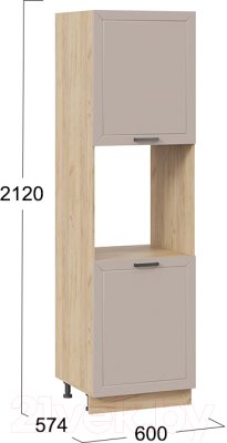 Шкаф-пенал кухонный ТриЯ Лорас 1П6 (дуб крафт золотой/холст латте)