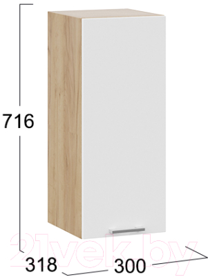 Шкаф навесной для кухни ТриЯ Габриэлла 1В3 (дуб крафт золотой/сноу)