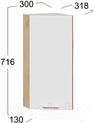 Шкаф навесной для кухни ТриЯ Габриэлла 1В3Т (дуб крафт золотой/сноу)