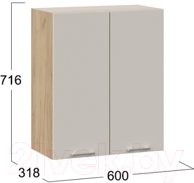 Шкаф навесной для кухни ТриЯ Габриэлла 1В6 (дуб крафт золотой/крем)