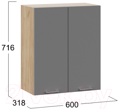 Шкаф навесной для кухни ТриЯ Габриэлла 1В6 (дуб крафт золотой/титан)