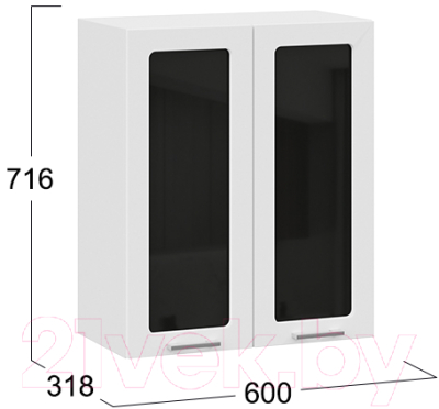 Шкаф навесной для кухни ТриЯ Габриэлла 1В6С (белый/сноу)