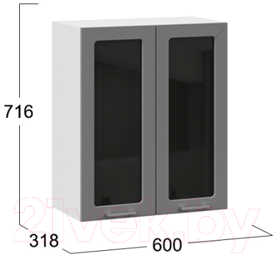 Шкаф навесной для кухни ТриЯ Габриэлла 1В6С (белый/титан)