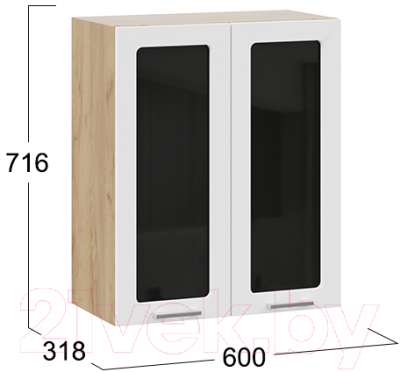 Шкаф навесной для кухни ТриЯ Габриэлла 1В6С (дуб крафт золотой/сноу)