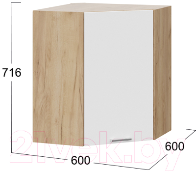 Шкаф навесной для кухни ТриЯ Габриэлла 1В6У (дуб крафт золотой/сноу)