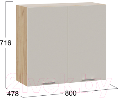 Шкаф навесной для кухни ТриЯ Габриэлла 1В8 (дуб крафт золотой/крем)