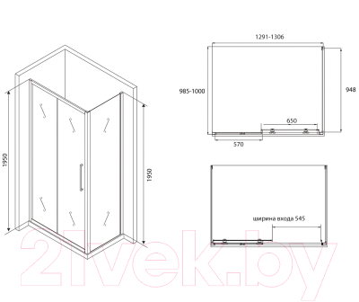 Душевой уголок Abber Schwarzer Diamant AG30130BH-S100B