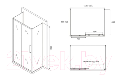 Душевой уголок Abber Schwarzer Diamant AG30160BH-S70B-S70B