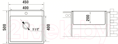 Мойка кухонная Ukinox Лофт LOB450.500-GT10P