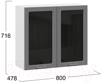 Шкаф навесной для кухни ТриЯ Габриэлла 1В8С (белый/титан)
