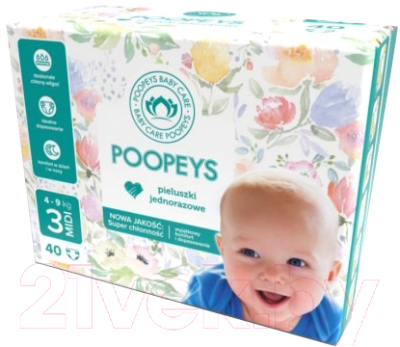 Подгузники детские Poopeys Midi 4-9кг - фото