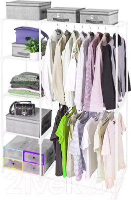 Стеллаж El Casa С вешалкой / 240220 (белый)