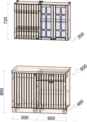 Готовая кухня Интерлиния Берес 1.1А