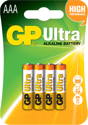 Комплект батареек GP Batteries Ultra Alkaline ААА / GP 24AU-2CR4 - фото