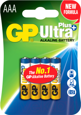 Комплект батареек GP Batteries Ultra Plus Alkaline ААА / GP 24AUPNEW-2CR4 - фото