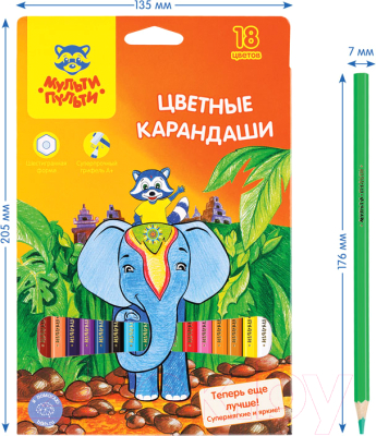 Набор цветных карандашей Мульти-пульти Енот в Индии / CP_10748