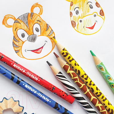 Набор цветных карандашей Мульти-пульти Зоопарк / CP_19277