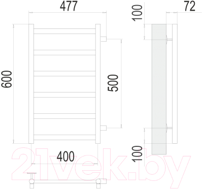 Полотенцесушитель водяной Terminus Аврора П6 400x600 RAL 9005