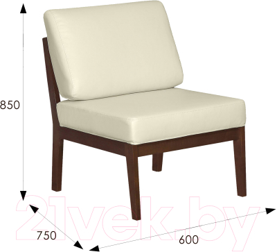 Кресло мягкое Мебелик Массив (экокожа крем/орех)