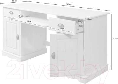 Письменный стол Dipriz Сlaudia 2дв 2ящ / Д.40014.1