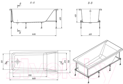 Ванна акриловая Roca Elba 160x75 / 7248619000