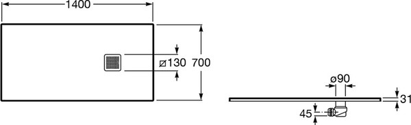 Душевой поддон Roca Terran 140x70 / AP1015782BC01400